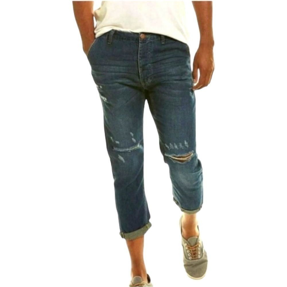 Man X One Teaspoon Mr Browns Jean Mens Indigo Linen Blend Distressed